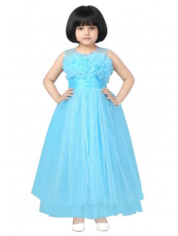 kids solid round neck dress