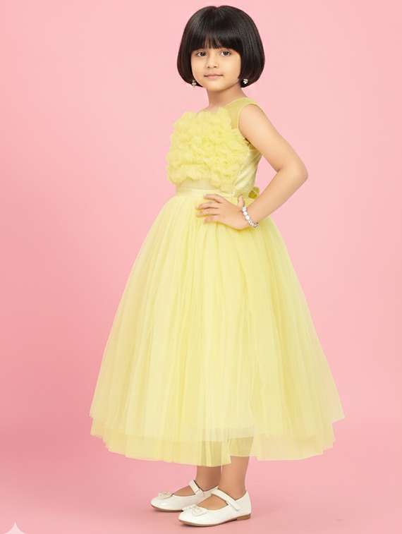 kids solid round neck dress - 22280160 -  Standard Image - 2
