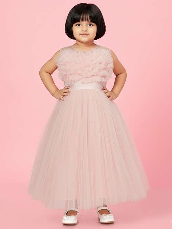 kids solid round neck dress