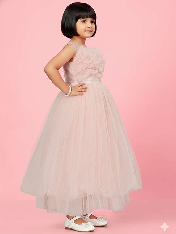 kids solid round neck dress - 22280161 -  Standard Image - 2