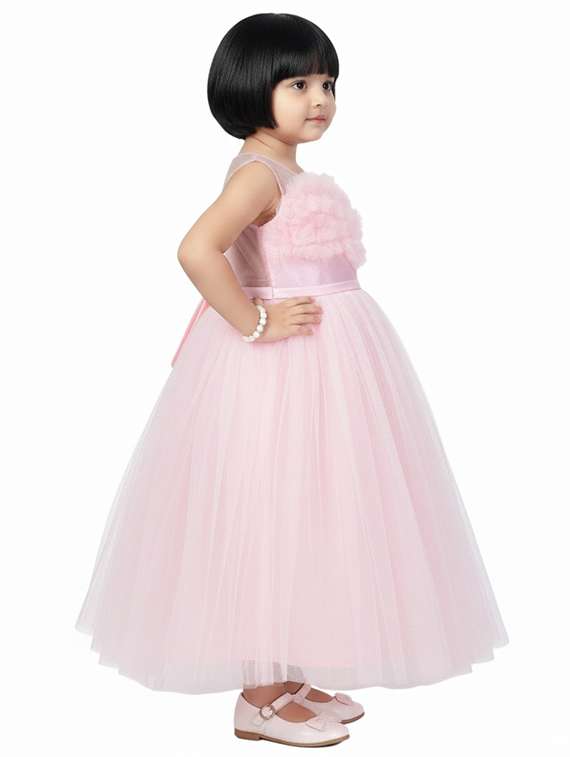 kids solid round neck dress - 22280162 -  Standard Image - 2