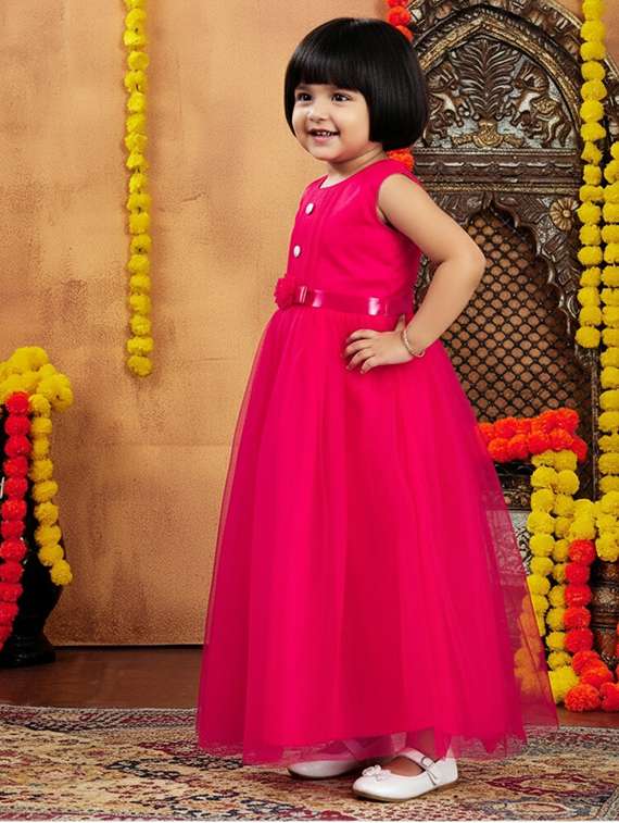 kids solid round neck dress - 22280167 -  Standard Image - 2