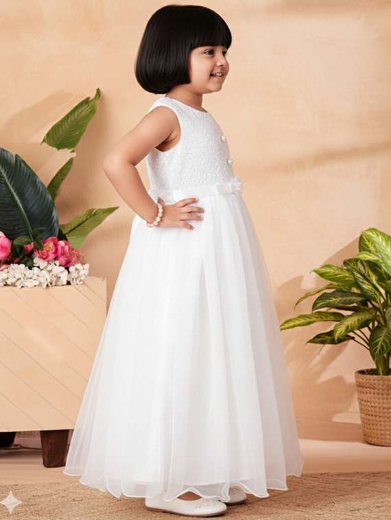 kids solid round neck dress - 22280178 -  Standard Image - 2