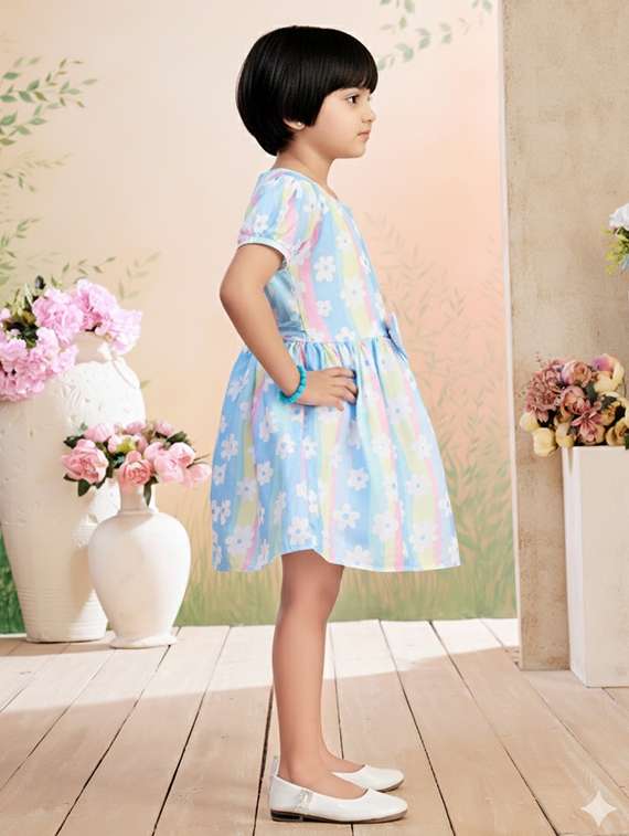 girls printed short sleeve fit & flare dress - 22280188 -  Standard Image - 2