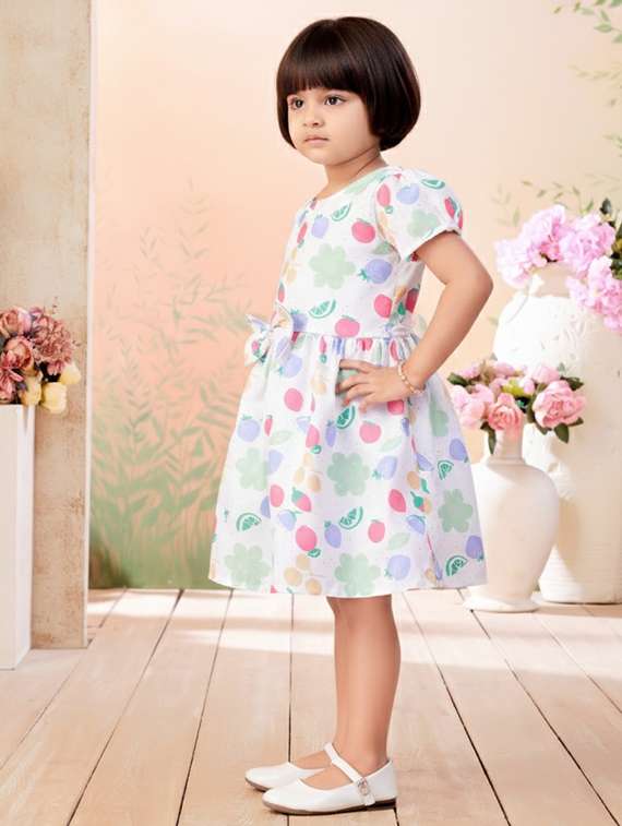 girls printed short sleeve fit & flare dress - 22280191 -  Standard Image - 2
