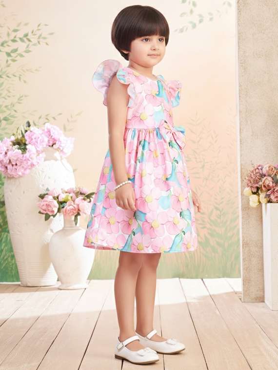 girls printed short sleeve fit & flare dress - 22280196 -  Standard Image - 2