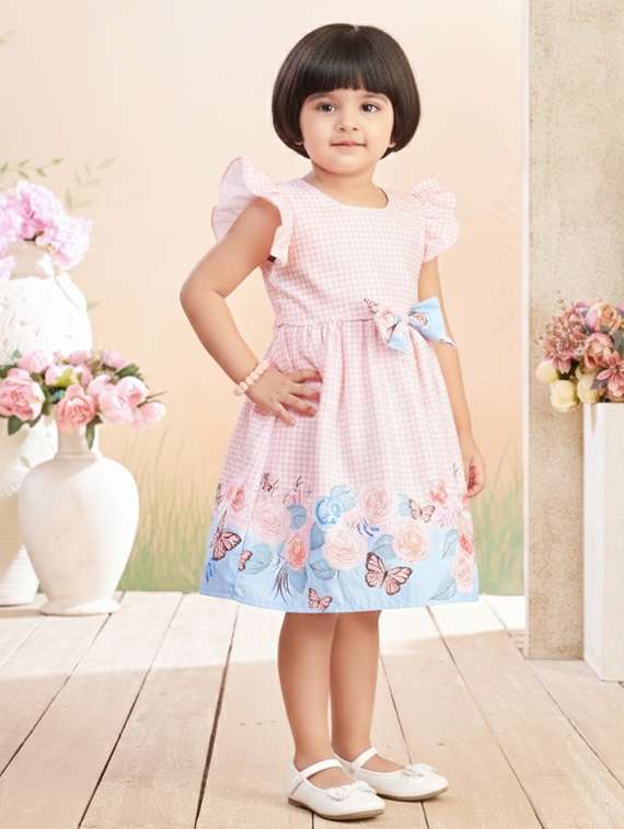 girls printed short sleeve fit & flare dress - 22280198 -  Standard Image - 2