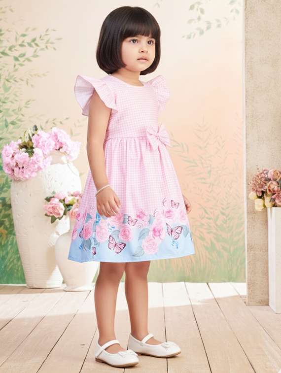 girls printed short sleeve fit & flare dress - 22280199 -  Standard Image - 2