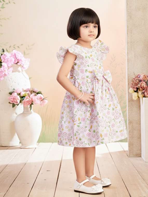 girls printed short sleeve fit & flare dress - 22280201 -  Standard Image - 2