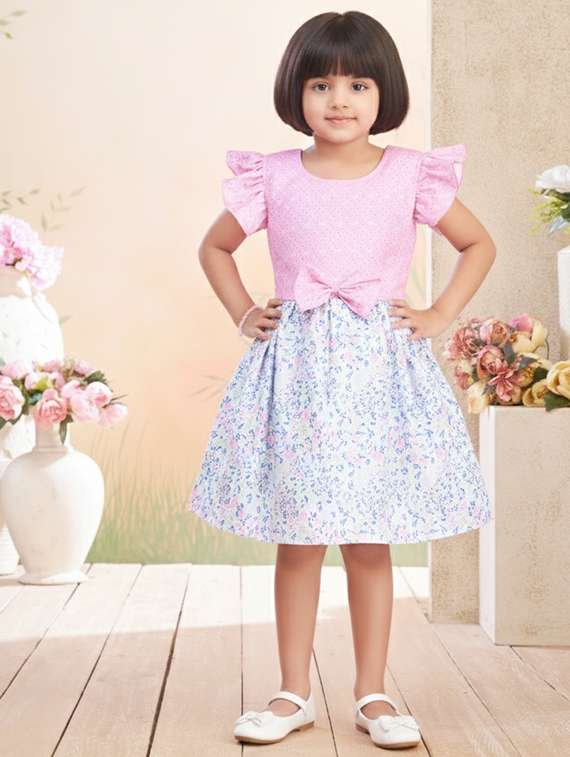 kids printed round neck dress