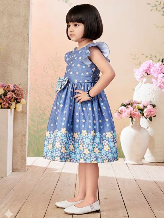 kids floral printed round neck dress - 22280210 -  Standard Image - 2