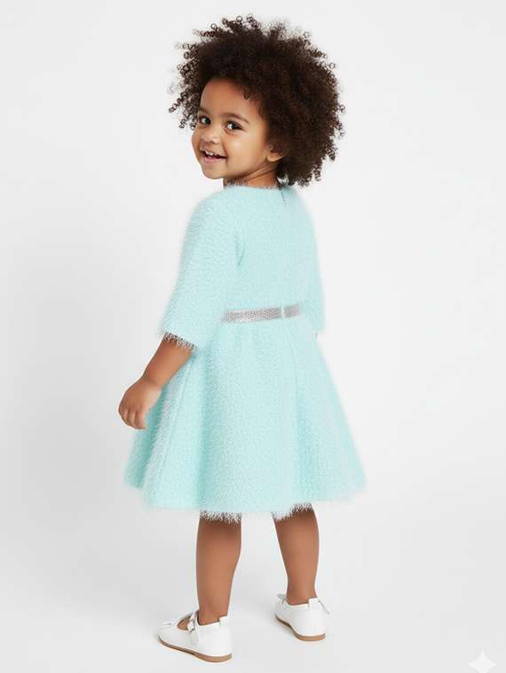 girls self designed round neck fit & flare dress - 22280214 -  Standard Image - 2