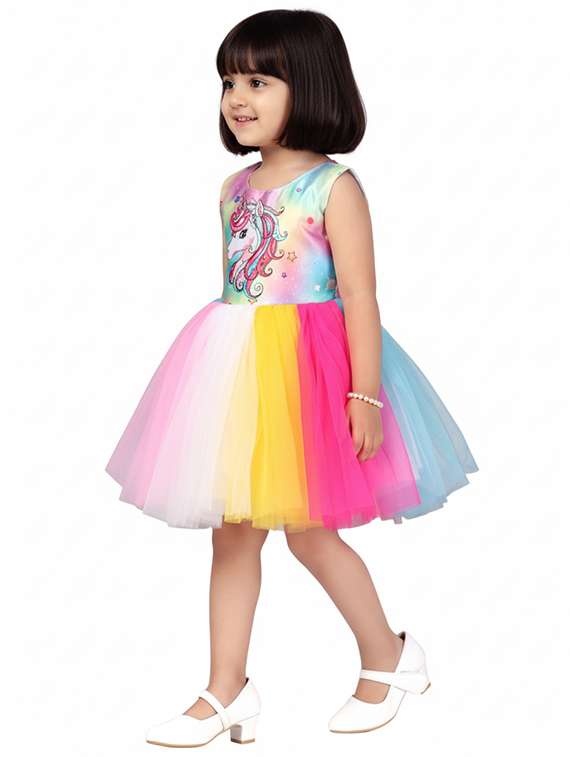 girls self designed sleeveless fit & flare dress - 22280235 -  Standard Image - 2