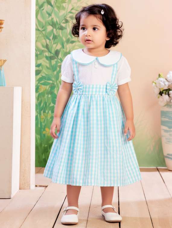 girls checkered round neck dress - 22280270 -  Standard Image - 2