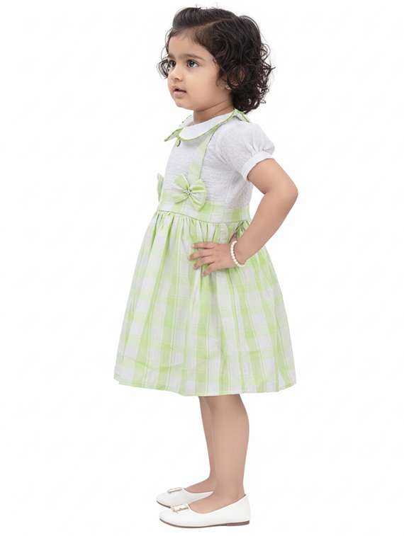 girls checkered puff sleeve fit & flare dress - 22280276 -  Standard Image - 2