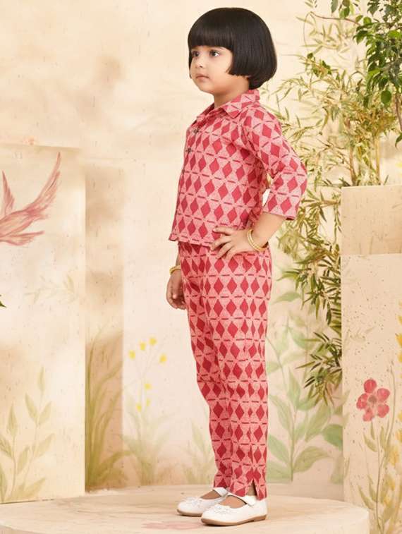 girls printed shirt & trouser co-ord set - 22280286 -  Standard Image - 2