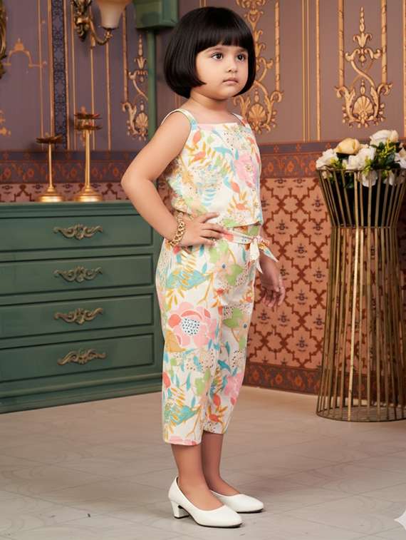 girls printed top & trouser co-ord set - 22280291 -  Standard Image - 2