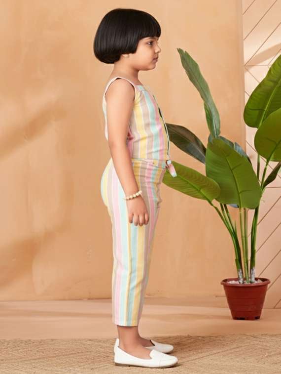 girls striped top & trouser co-ord set - 22280295 -  Standard Image - 2