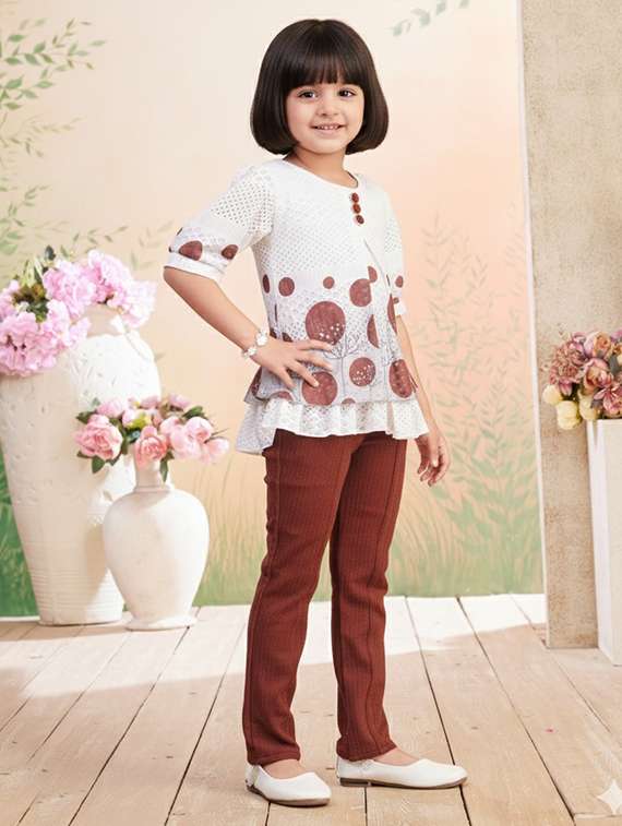 girls printed top & trouser co-ord set - 22280296 -  Standard Image - 2