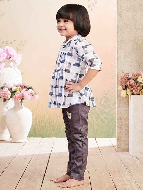 girls printed top & trouser co-ord set - 22280299 -  Standard Image - 2