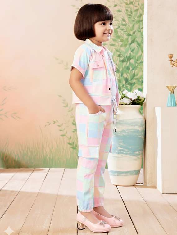 girls printed top & trouser co-ord set - 22280311 -  Standard Image - 2