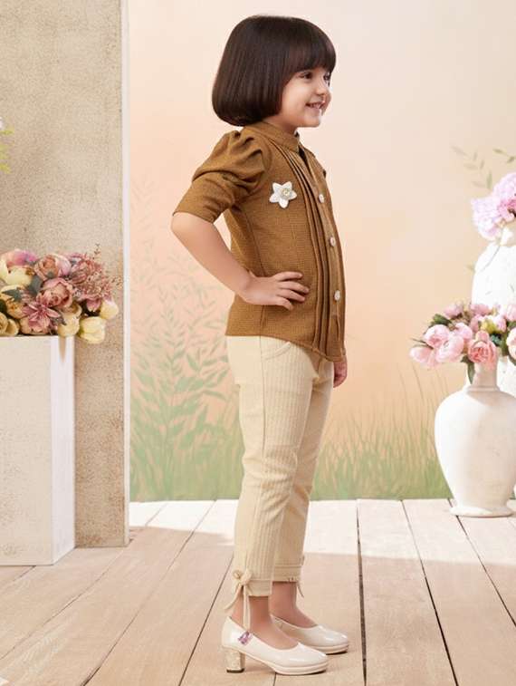 girls solid top and trouser co-ord set - 22280320 -  Standard Image - 2