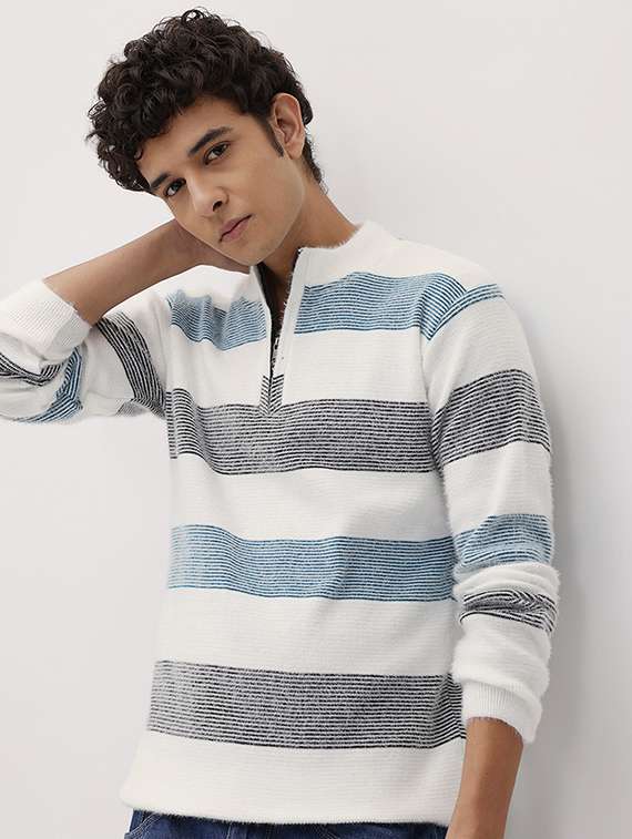 men striped long sleeve regular fit pullover  - 22280337 -  Standard Image - 2