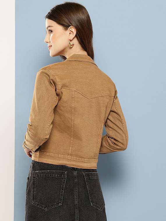 women solid long sleeve denim jacket - 22280343 -  Standard Image - 2