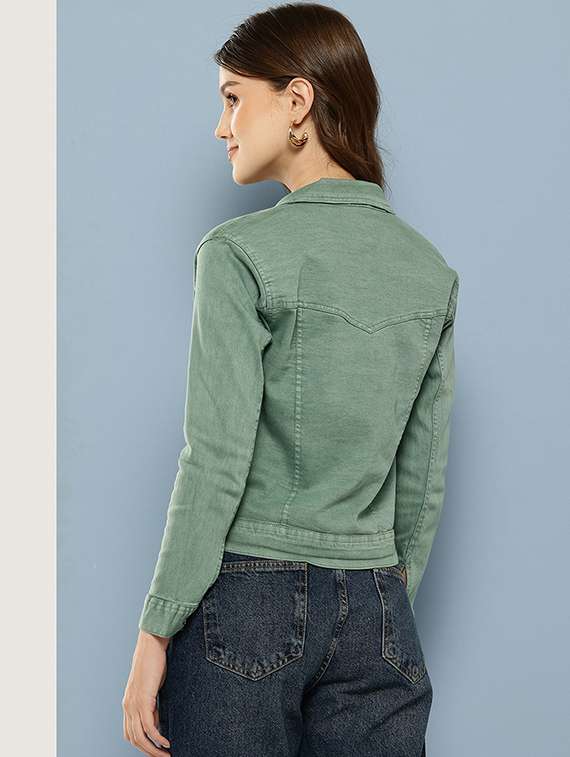 women solid long sleeve denim jacket - 22280345 -  Standard Image - 2