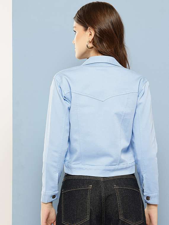 women solid long sleeve denim jacket - 22280350 -  Standard Image - 2