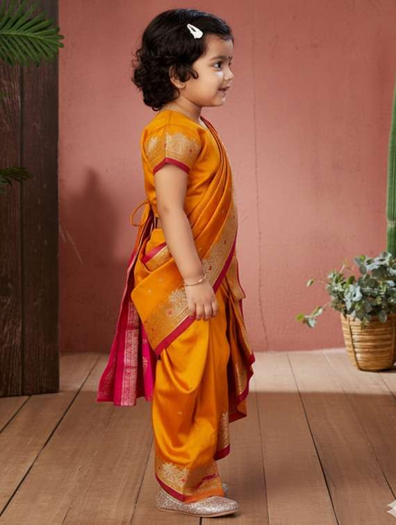 girls self designed ready to wear nauvari saree - 22280357 -  Standard Image - 2