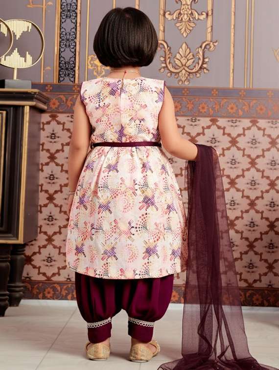 girls printed kurta and salwar with dupatta set - 22280360 -  Standard Image - 2