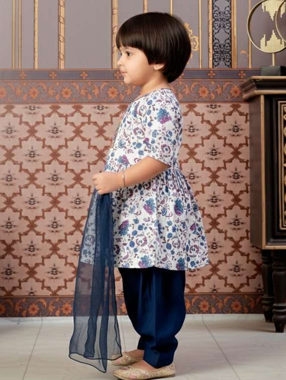 girls printed kurta and salwar with dupatta set - 22280370 -  Standard Image - 2