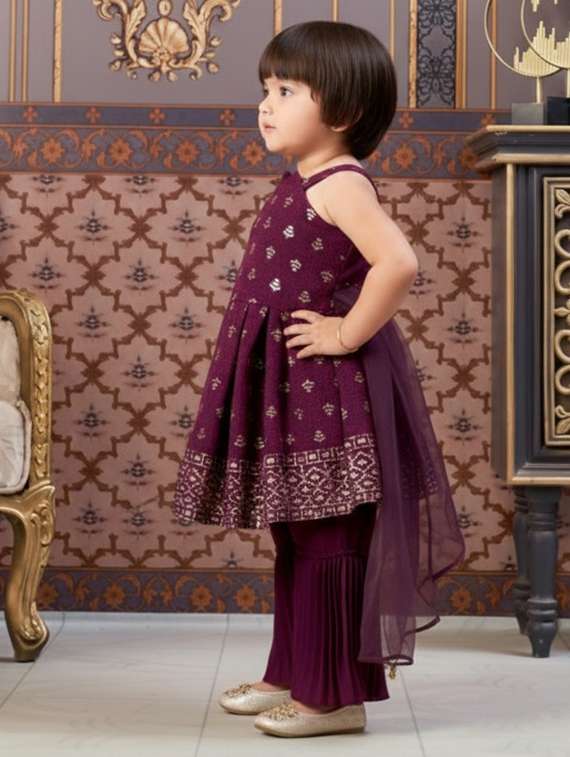 girls printed kurta and sharara with dupatta set - 22280371 -  Standard Image - 2