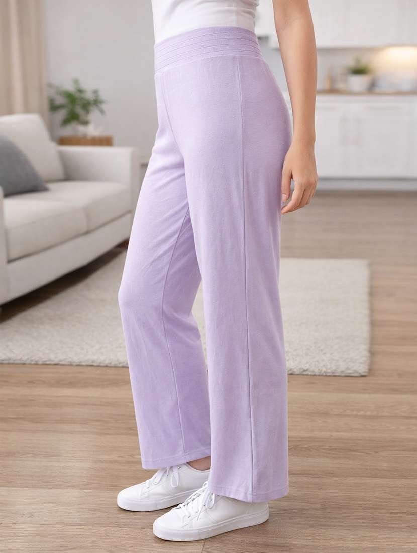 women solid high rise regular track pant - 22280402 -  Standard Image - 2