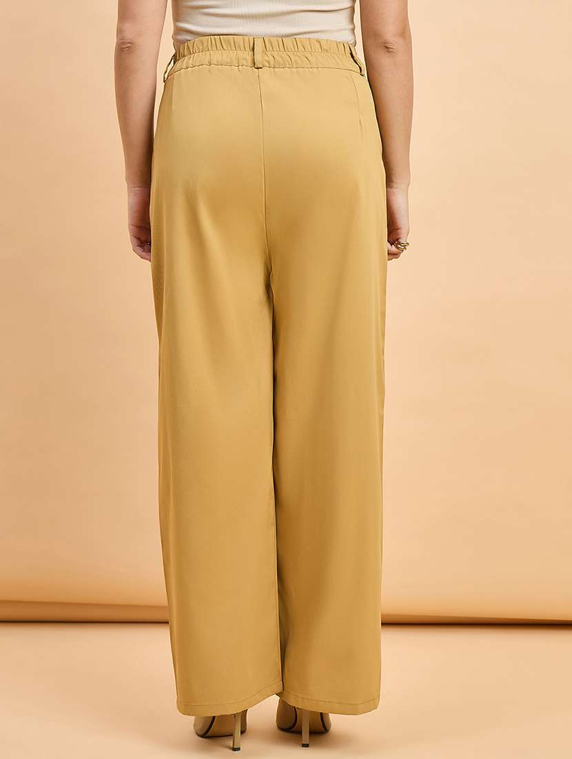 women solid high rise straight trouser - 22280408 -  Standard Image - 2