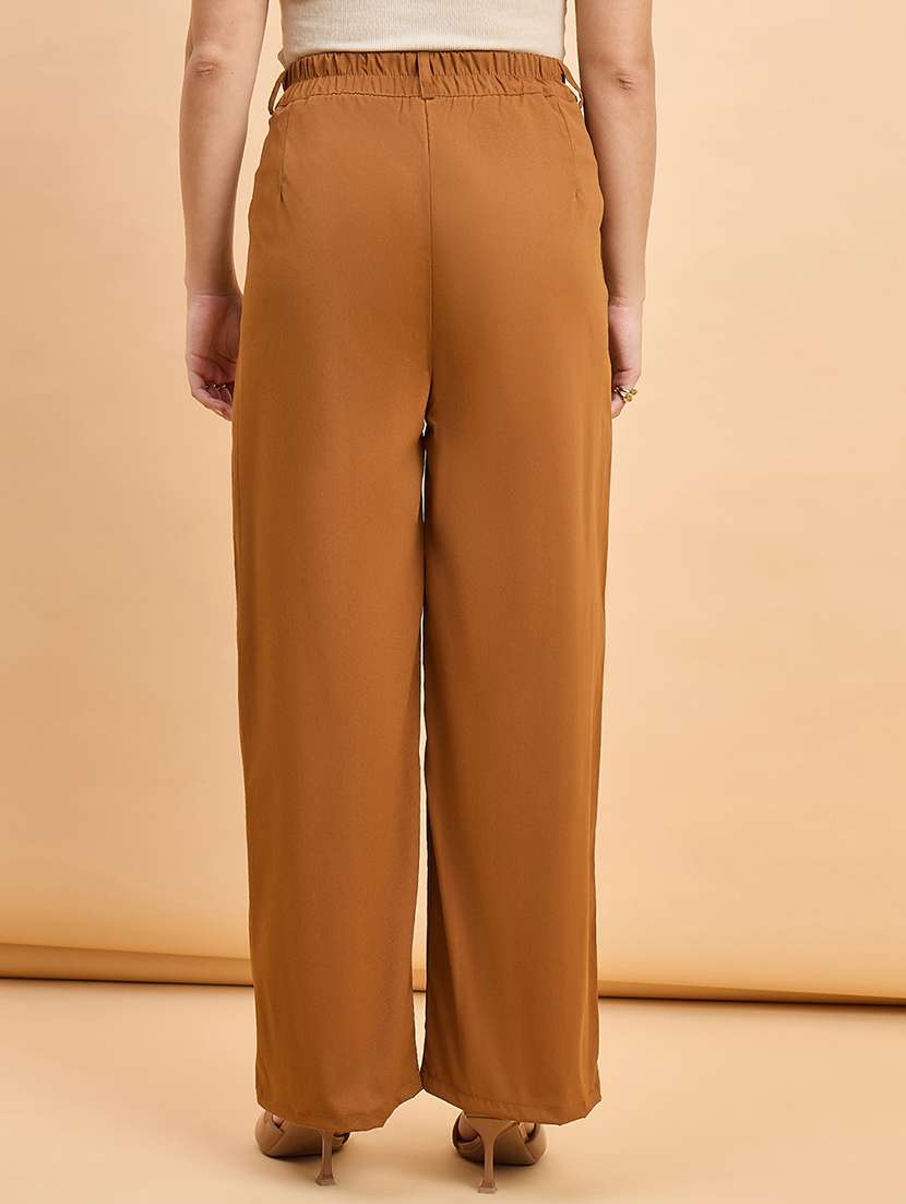 women solid high rise straight trouser - 22280409 -  Standard Image - 2