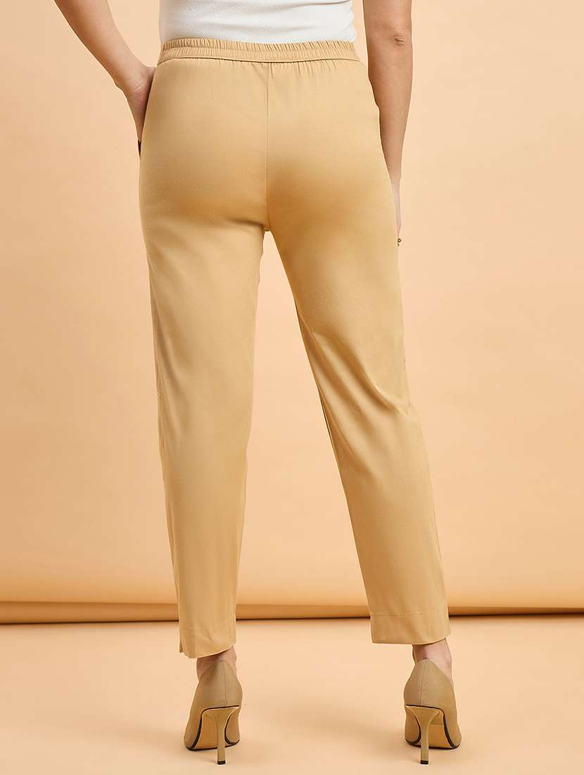 women solid mid rise cigarette pants - 22280410 -  Standard Image - 2