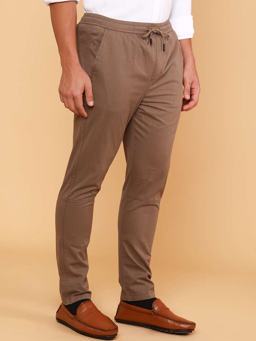 Men Solid Mid Rise Chinos Casual Trouser - 22280482 -  Standard Image - 2