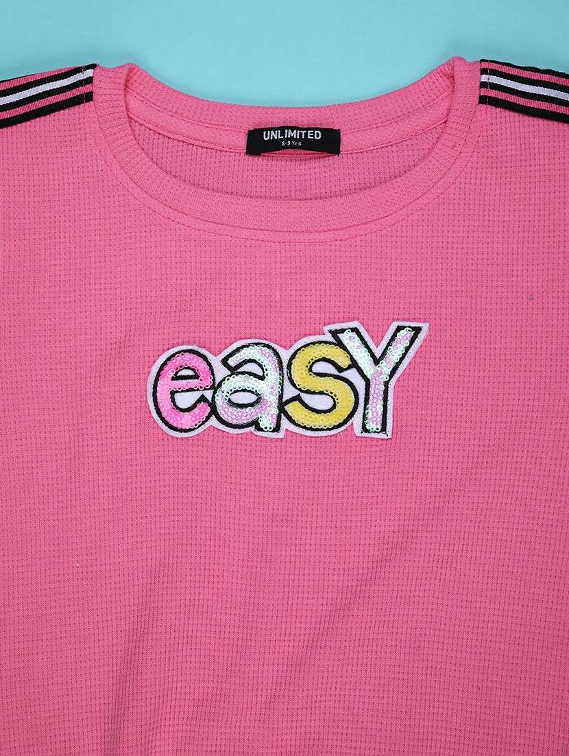 girls solid t-shirt and shorts co-ord set - 22280595 -  Standard Image - 2