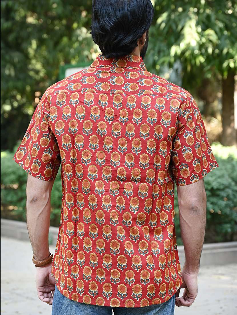 men printed collared short sleeve casual shirt - 22280776 -  Standard Image - 2