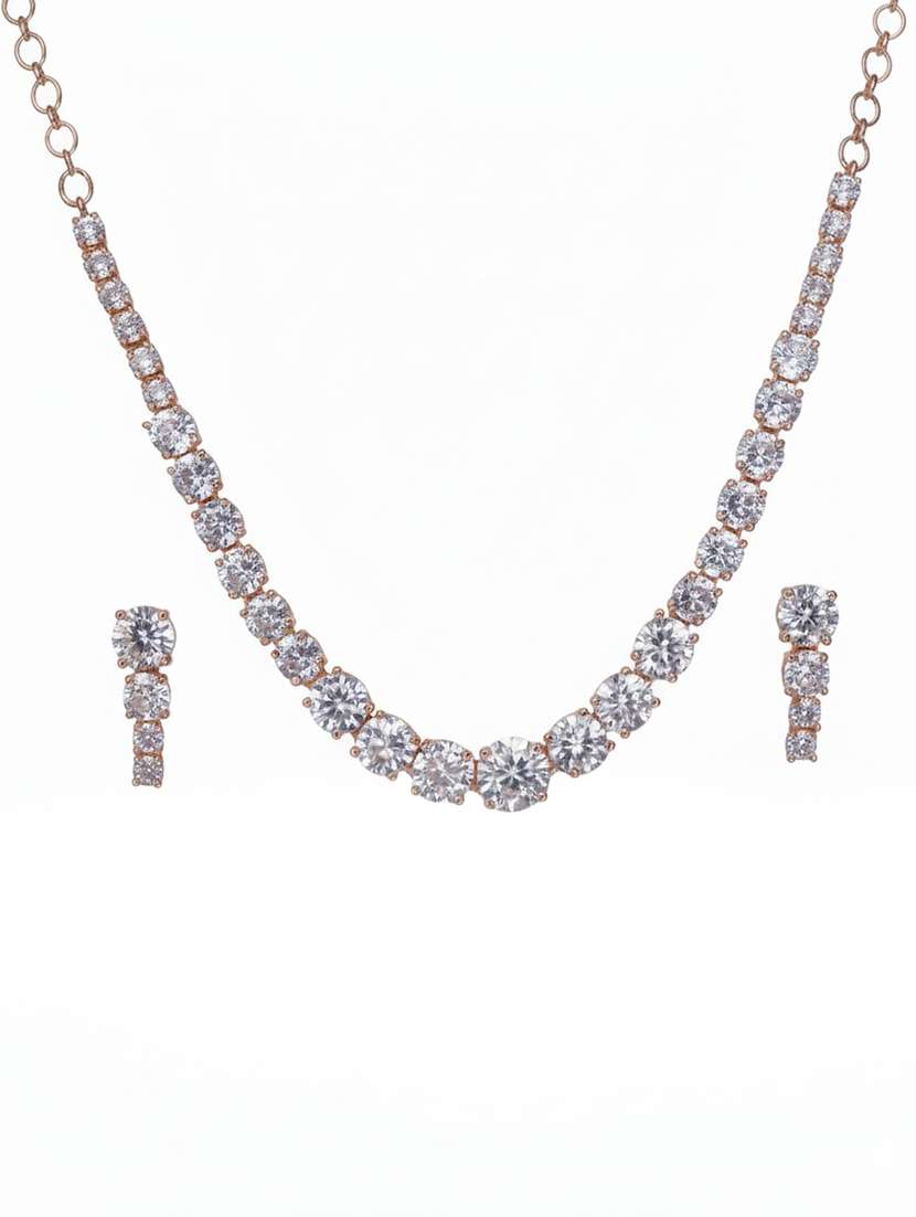 women stone studded necklace set with earring - 22280817 -  Standard Image - 2