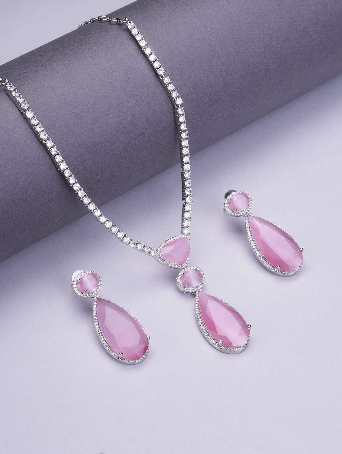 women sapphire necklace and earring set