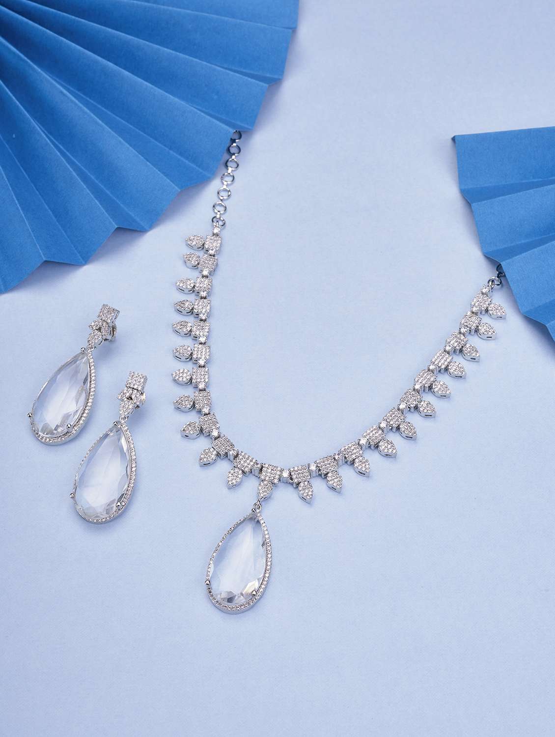 women stone studded necklace set with earring