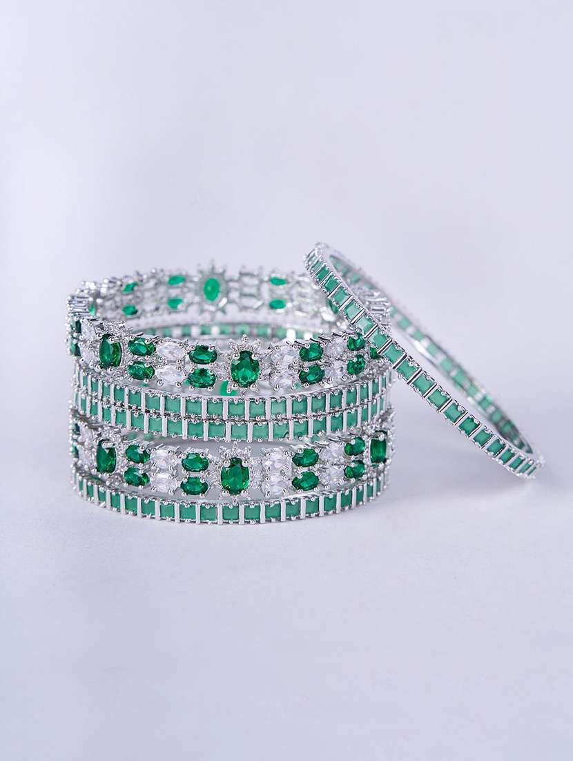  opal touch rhodium plated made of brass bangles - 22280848 -  Standard Image - 2