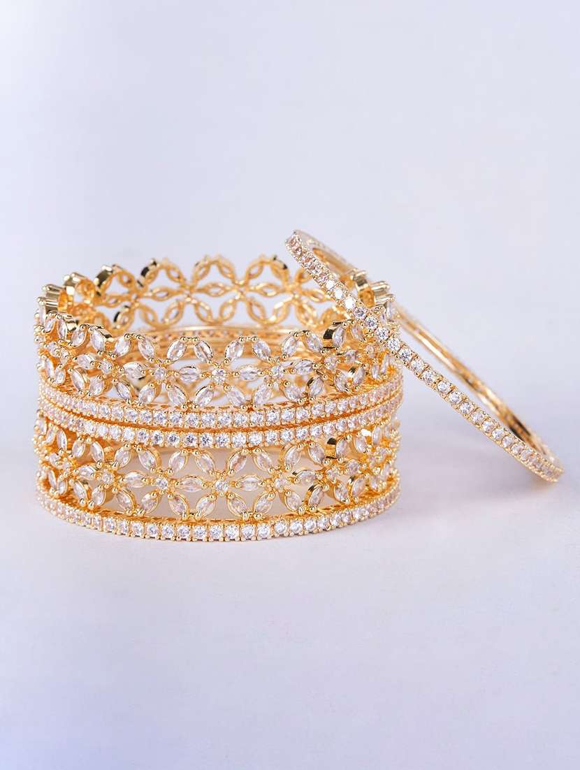  opal touch rhodium plated made of brass bangles - 22280849 -  Standard Image - 2