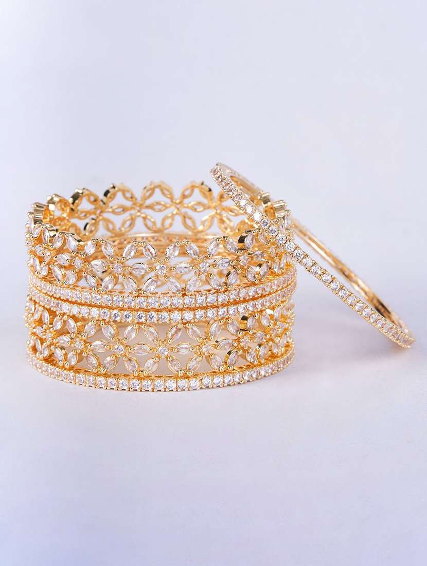  opal touch rhodium plated made of brass bangles - 22280851 -  Standard Image - 2