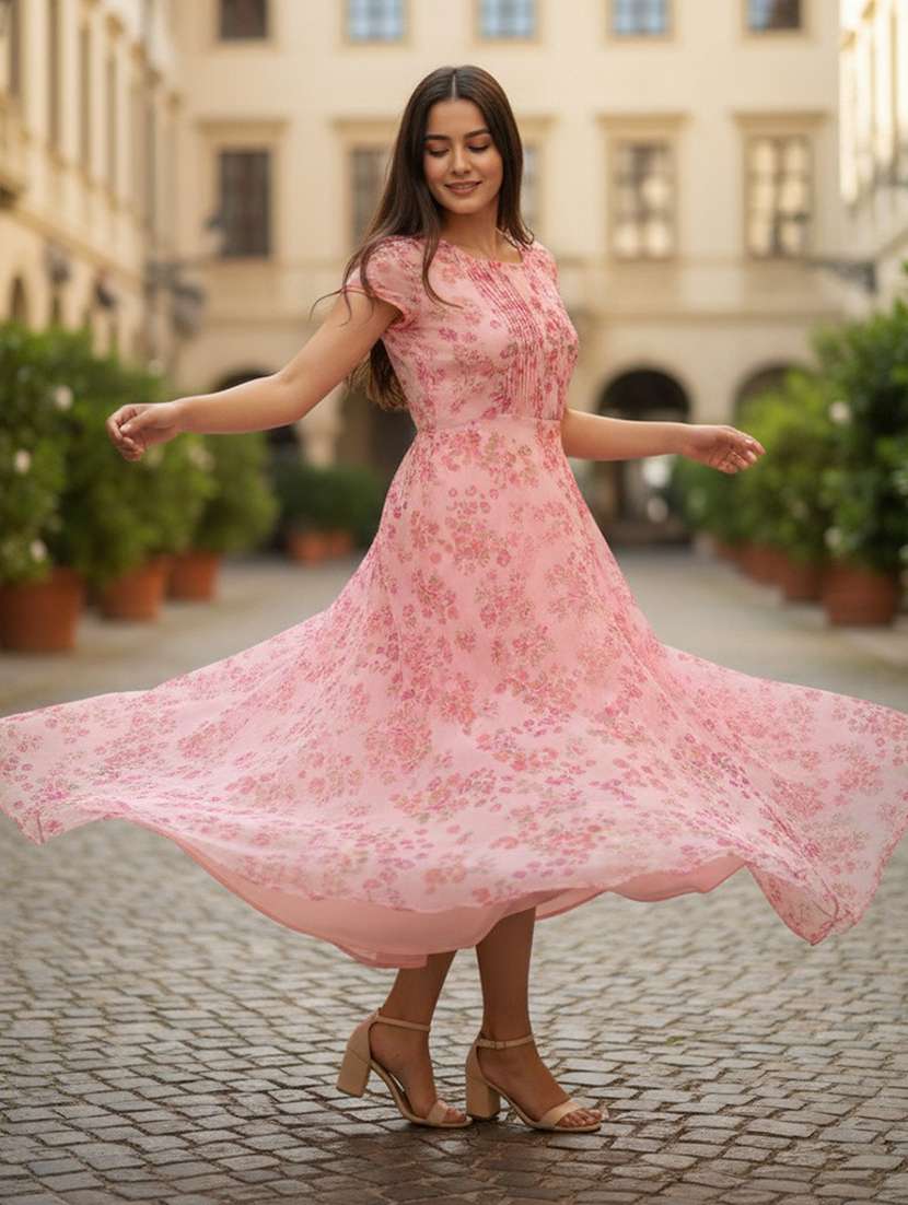 women floral print short sleeve fit & flare dress - 22280954 -  Standard Image - 2