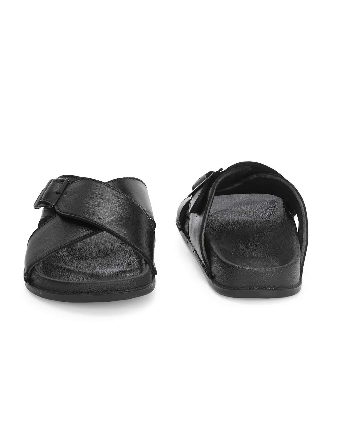 men black leather slip on slipper - 22280963 -  Standard Image - 2