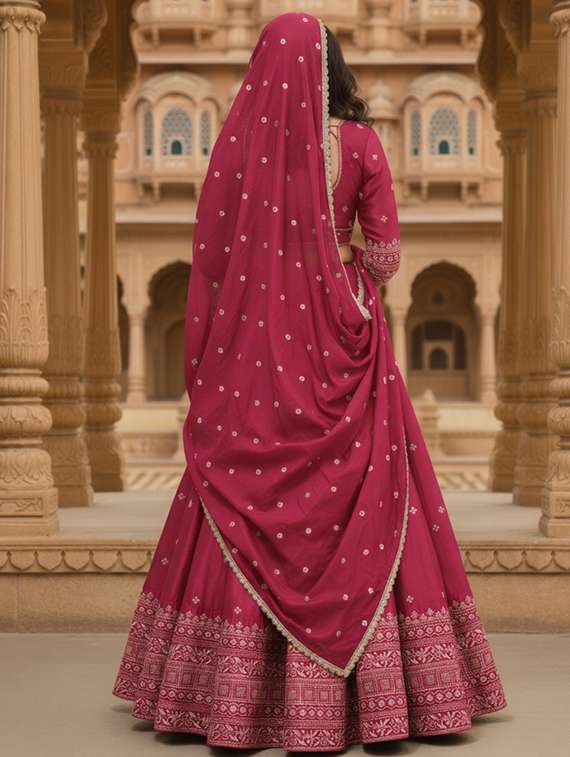 women solid with work semi stitched flared lehenga - 22280997 -  Standard Image - 2